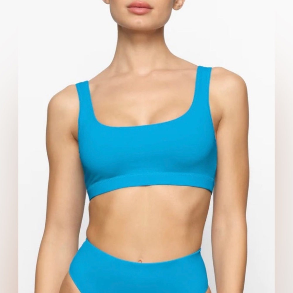Skims Recycled Swim Tank Bikini Top Turquoise Size- Large
